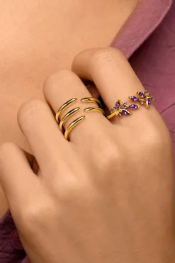 Singularu Bijuteria-Anel Buganvilia Ouro