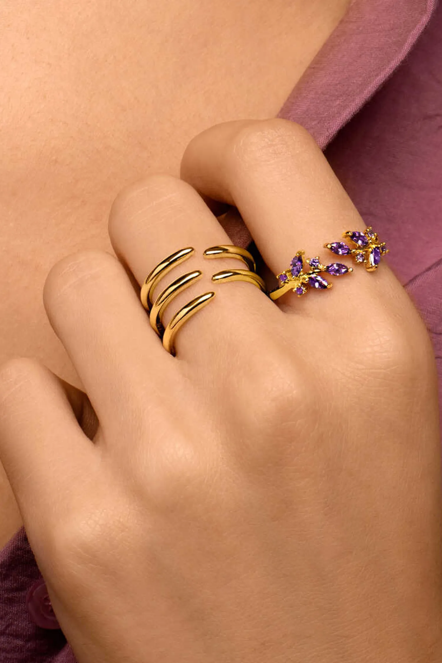 Singularu Bijuteria-Anel Buganvilia Ouro