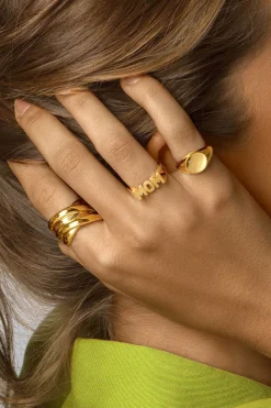 Singularu Bijuteria-Anel Double Cross Ouro