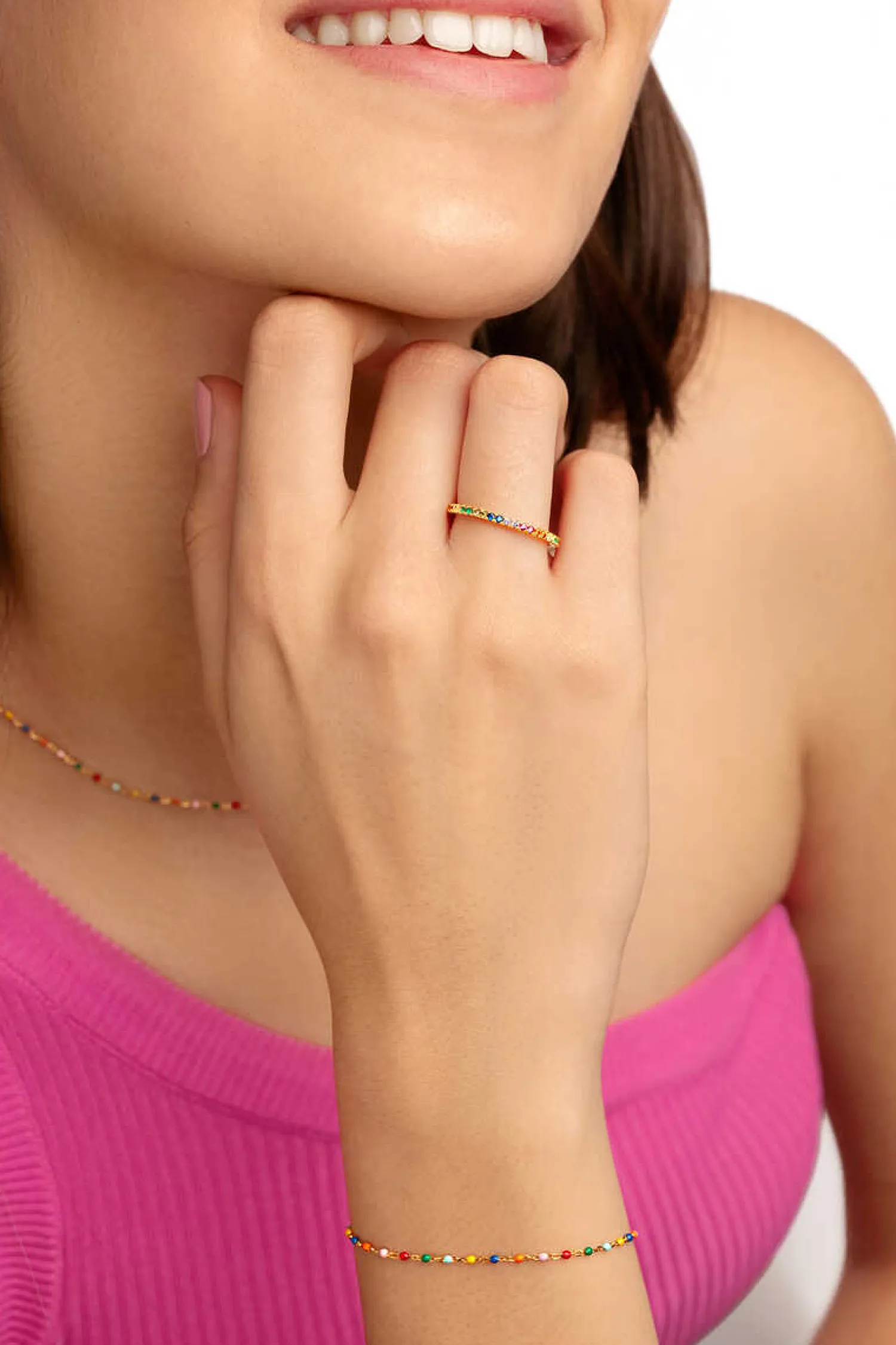 Singularu Bijuteria-Anillo Cleo Colors Plata Bano Oro