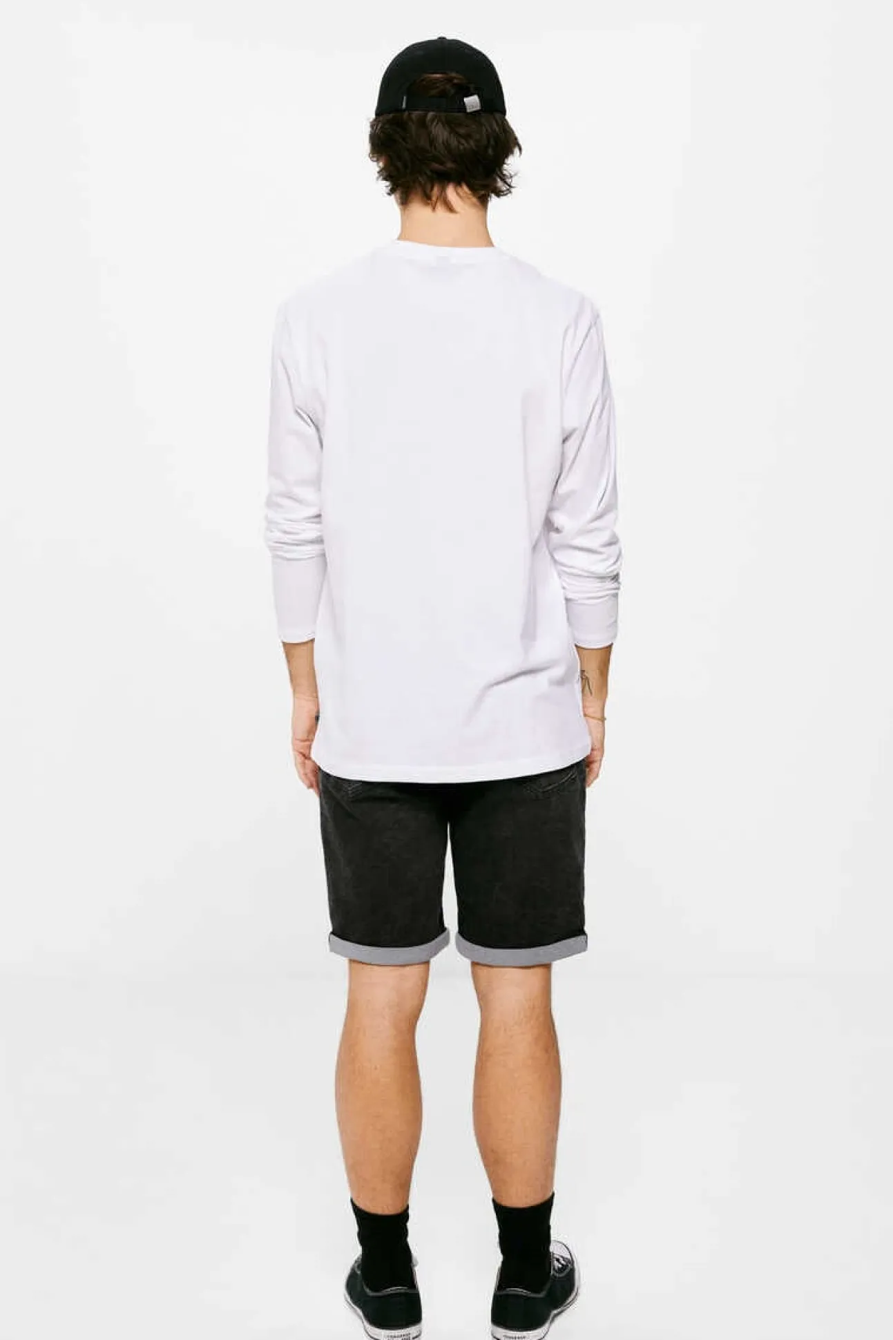 Bermuda Em Knit Denim Preto-Lavado