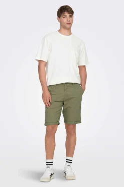 Only & Sons Bermuda Estilo Chino Verde Sale