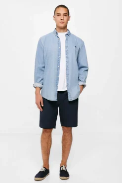 Springfield Bermuda Leve Aspeto Linho Azul Best