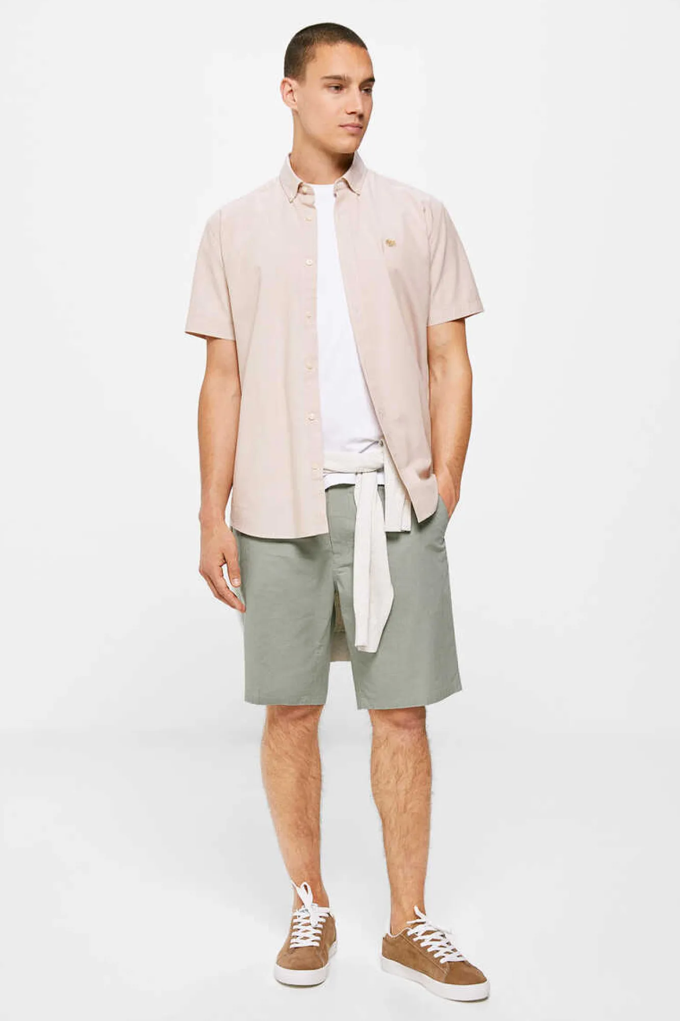 Springfield Bermuda Leve Aspeto Linho Verde Best