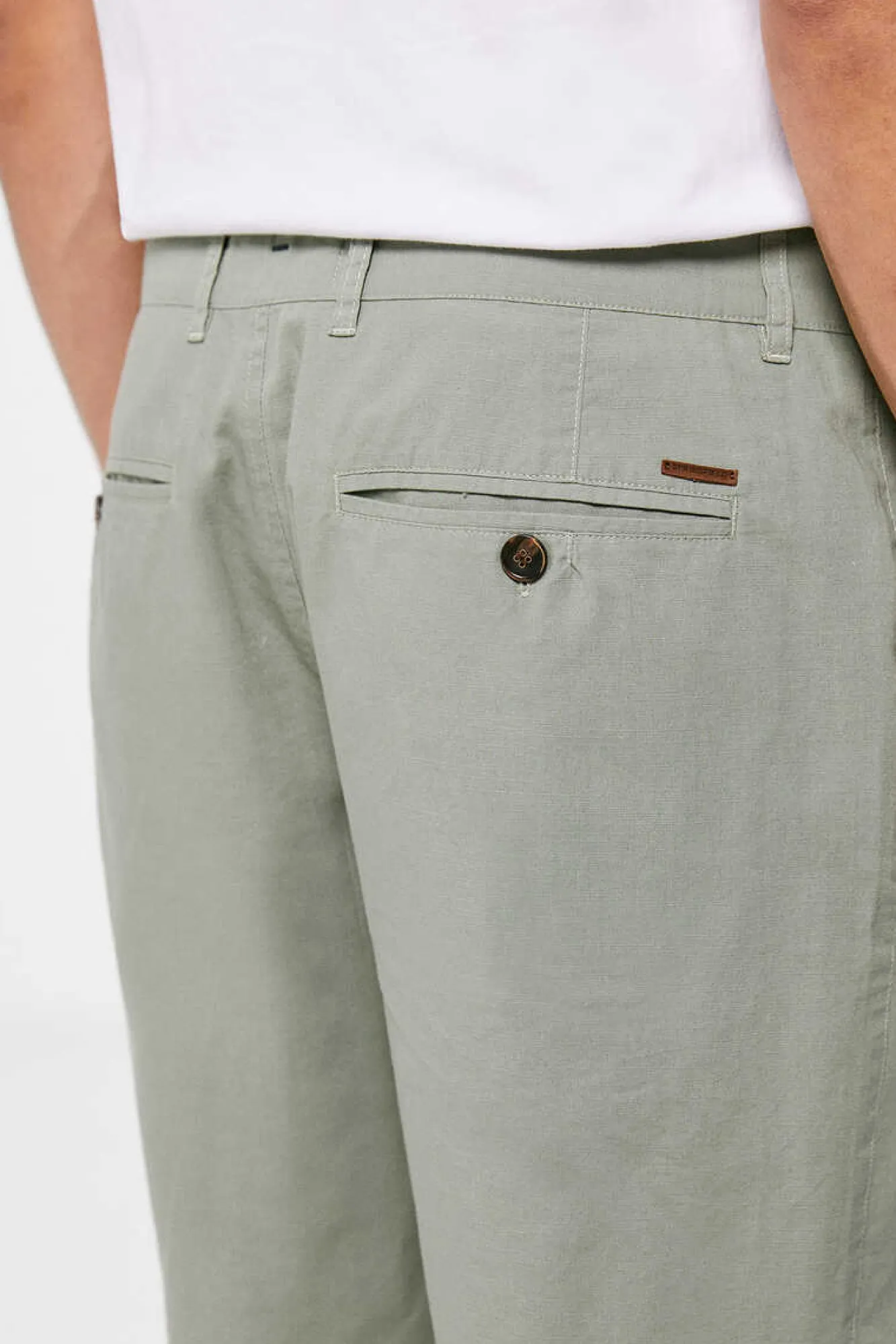 Springfield Bermuda Leve Aspeto Linho Verde Best