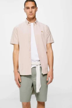 Springfield Bermuda Leve Aspeto Linho Verde Best