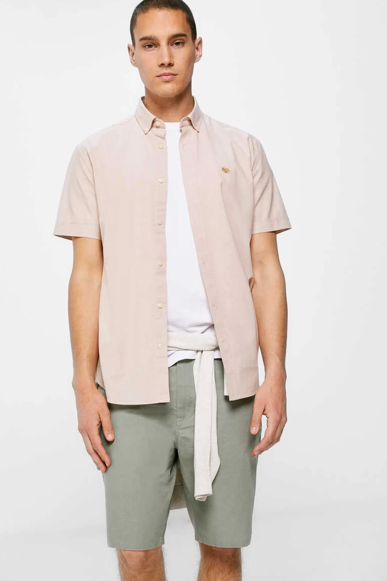 Springfield Bermuda Leve Aspeto Linho Verde Best