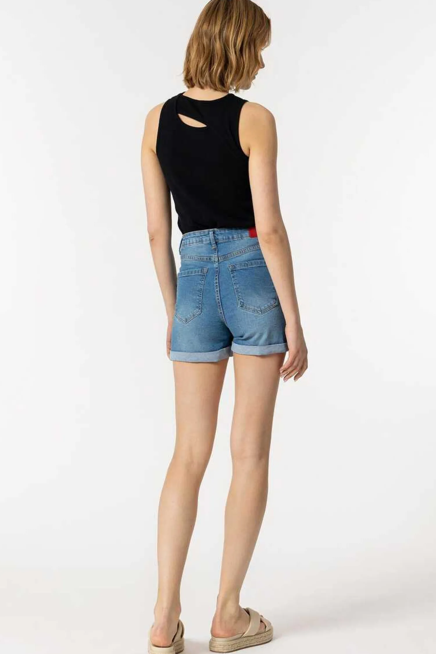 Tiffosi Calcas-Bermuda Mom Fit De Cintura Alta Rasgoes