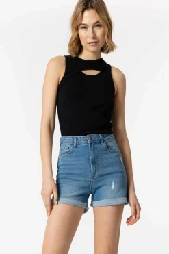 Tiffosi Calcas-Bermuda Mom Fit De Cintura Alta Rasgoes