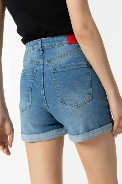 Tiffosi Calcas-Bermuda Mom Fit De Cintura Alta Rasgoes