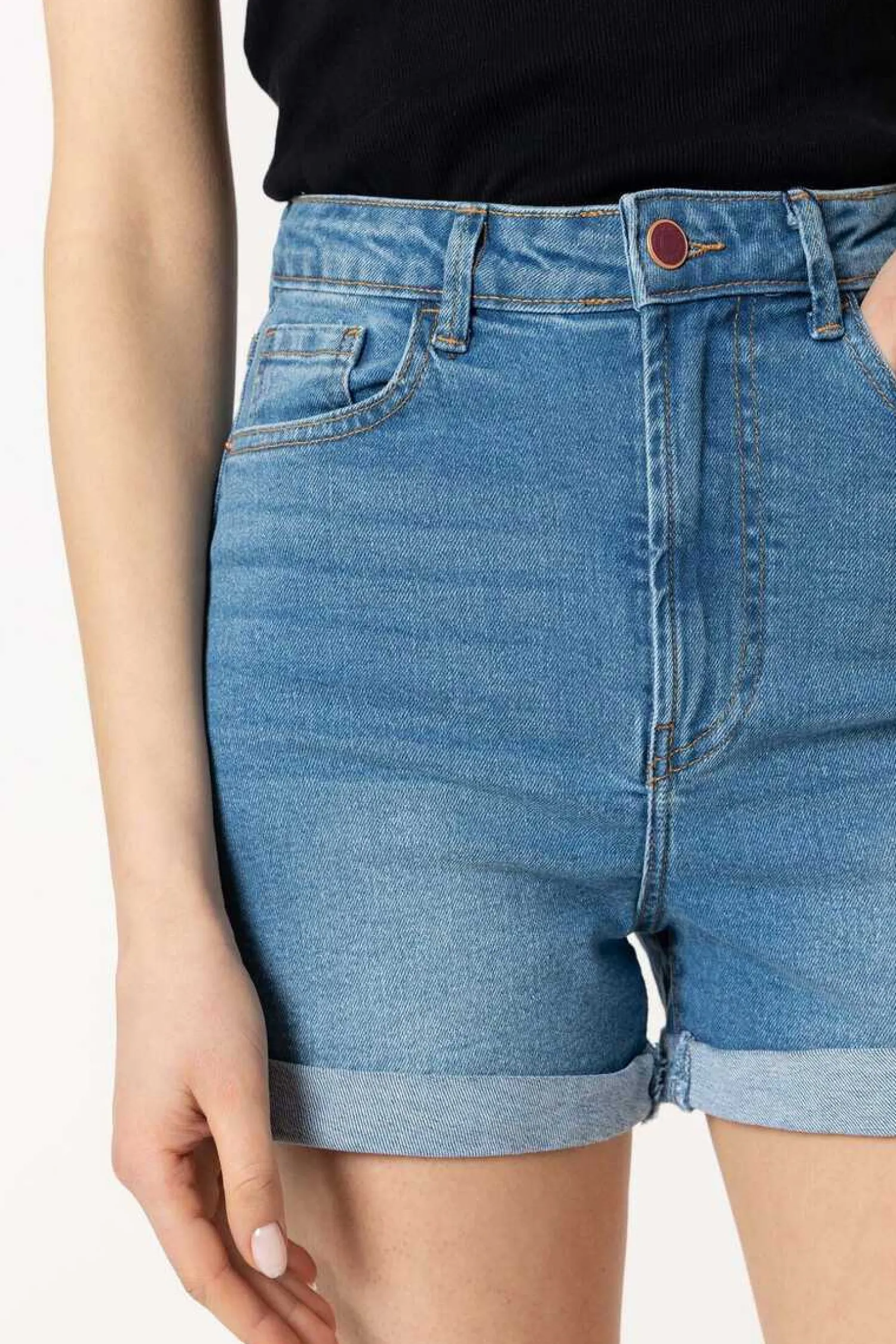 Tiffosi Calcas-Bermuda Mom Fit De Cintura Alta Rasgoes