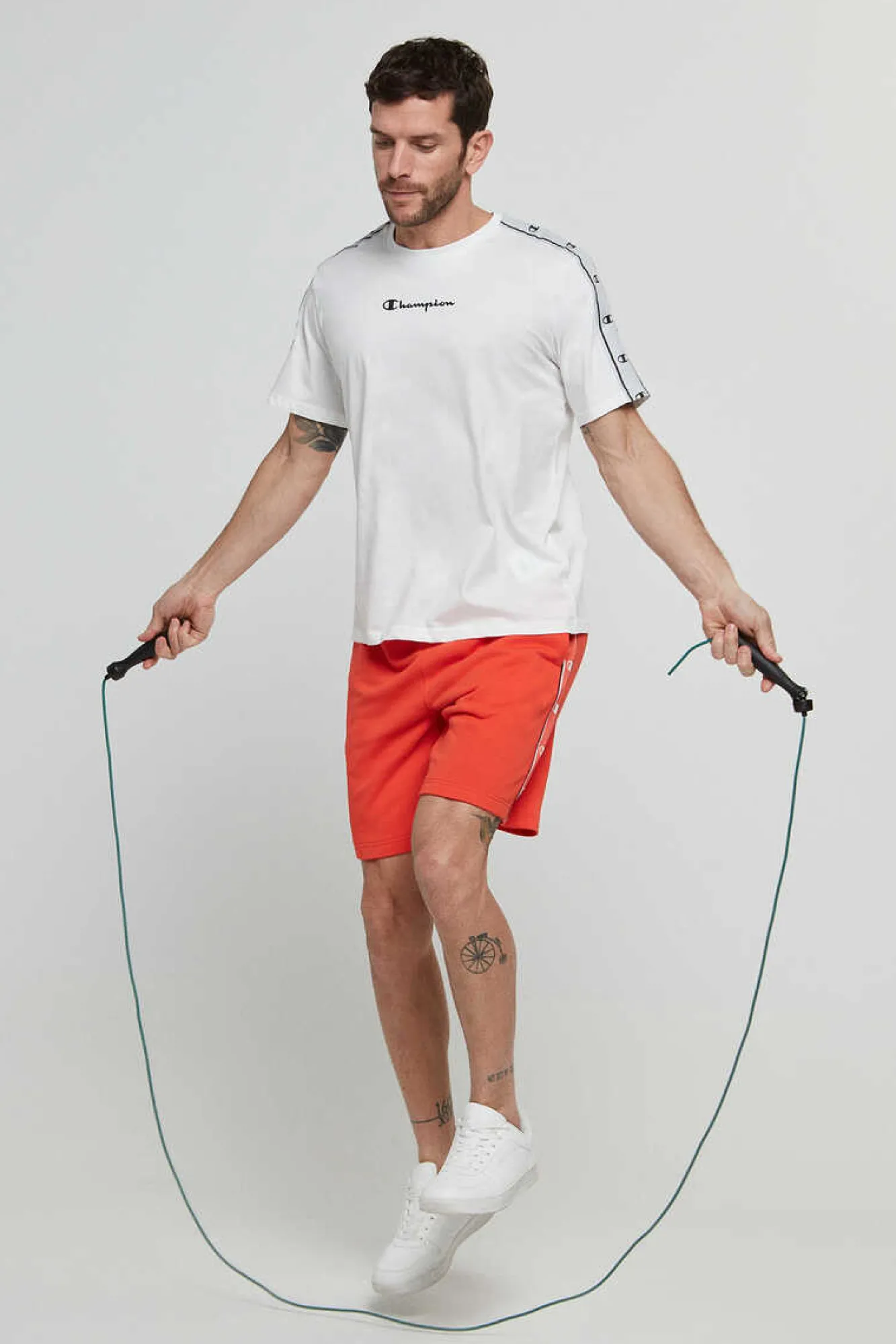 Champion Bermudas De Algodao E Cintura Com Logo Laranja Discount