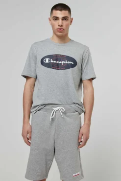 Champion Bermudas De Algodao E Cintura Com Logo Cinza New