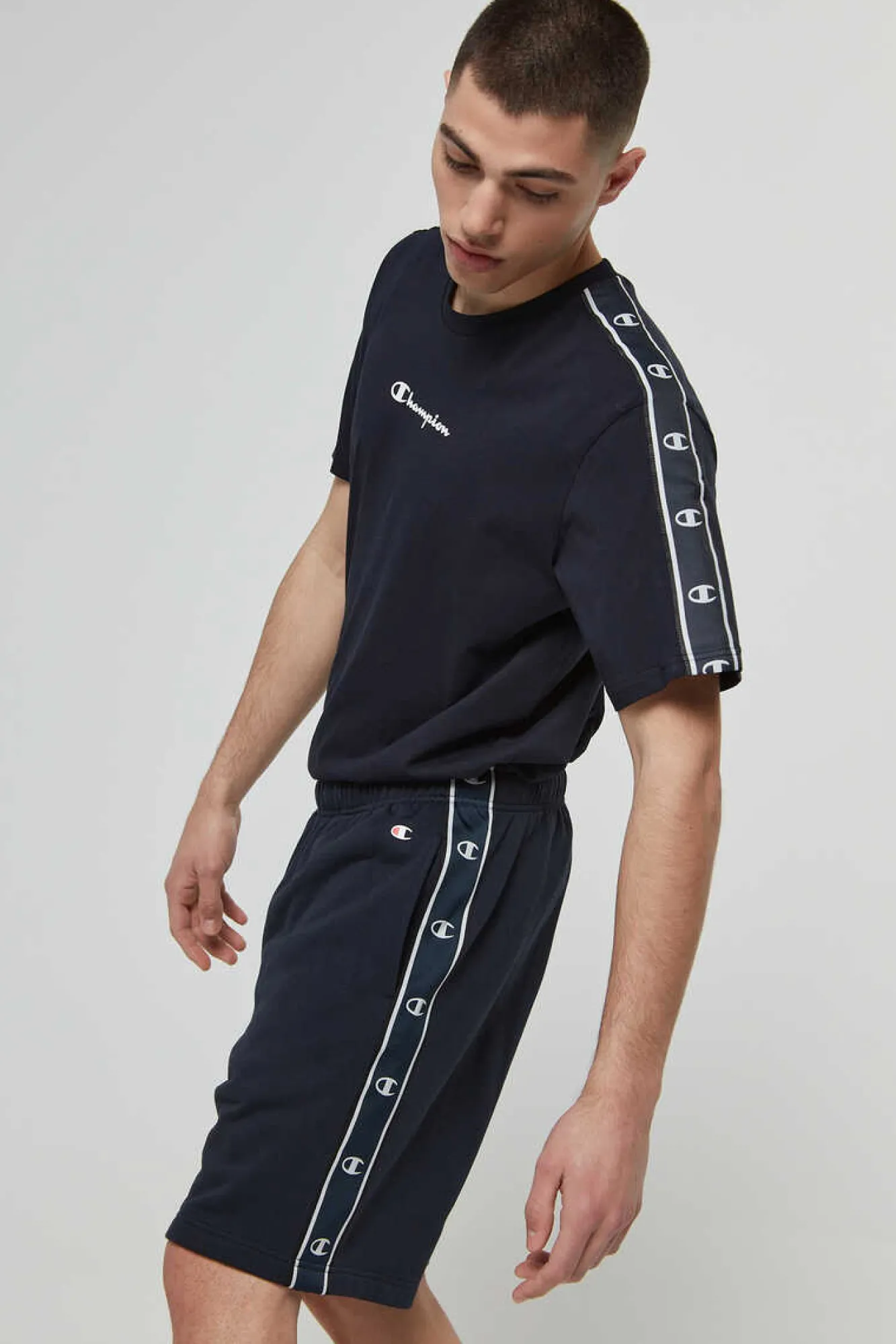 Champion Bermudas De Algodao E Cintura Com Logo Preto Clearance