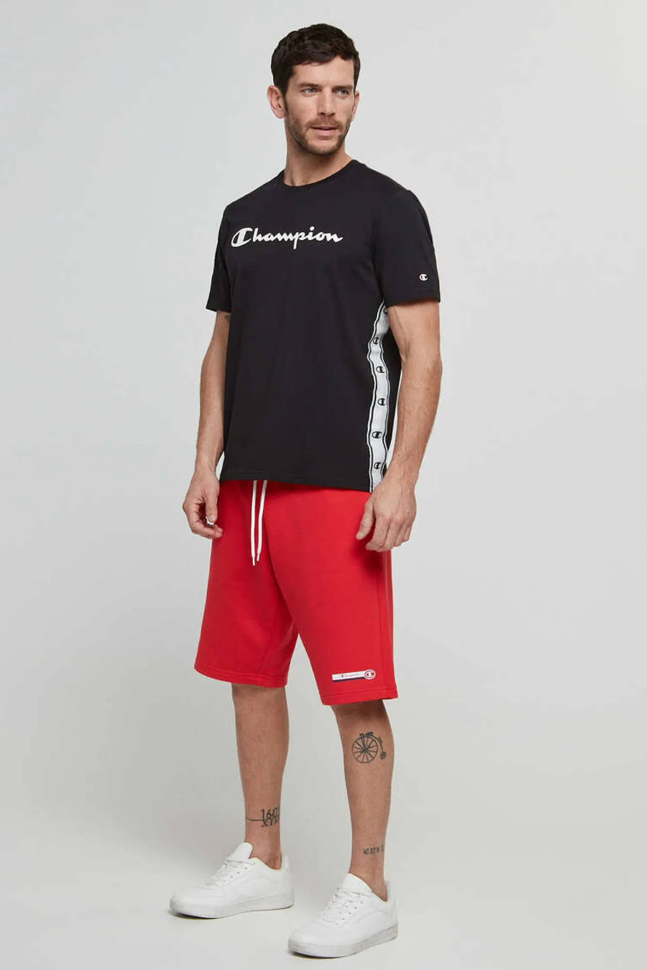Champion Bermudas De Algodao E Cintura Com Logo Vermelho Sale