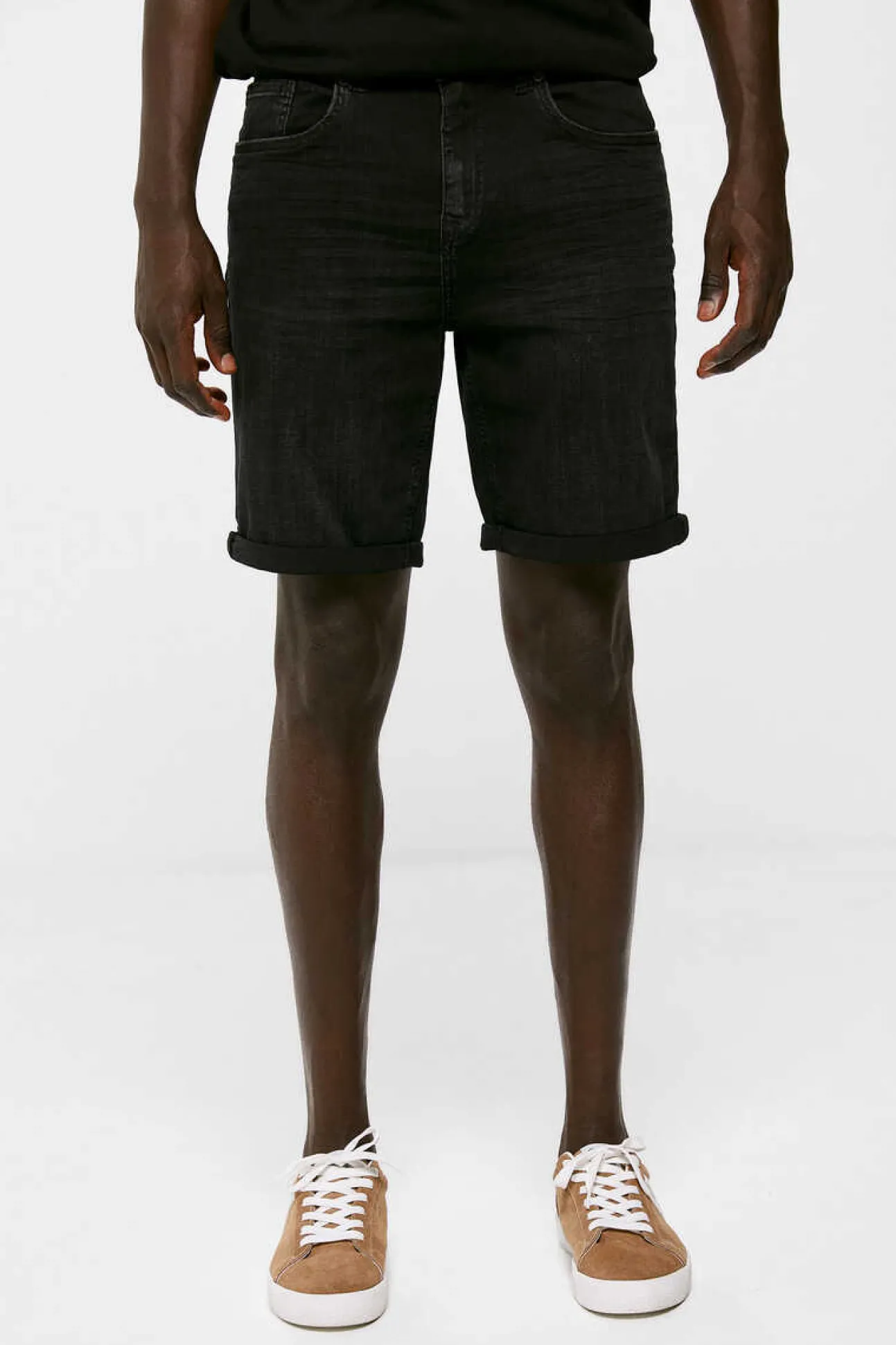 Bermudas De Ganga Lavada Basicas Corte Slim Pretas