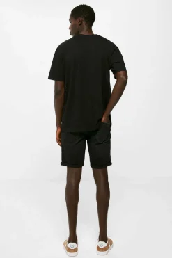 Bermudas De Ganga Lavada Basicas Corte Slim Pretas