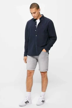 Springfield Bermudas De Ganga Lavada Basicas Corte Slim Meio-Claras Cinza Best