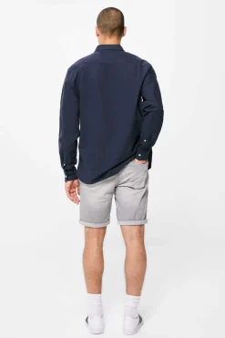 Bermudas De Ganga Lavada Basicas Corte Slim Meio-Claras