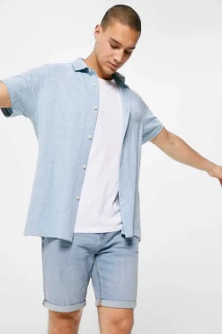 Bermudas De Ganga Lavada Basicas Corte Slim Claras