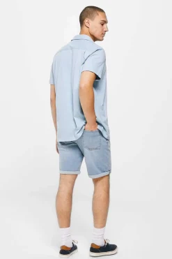 Bermudas De Ganga Lavada Basicas Corte Slim Claras