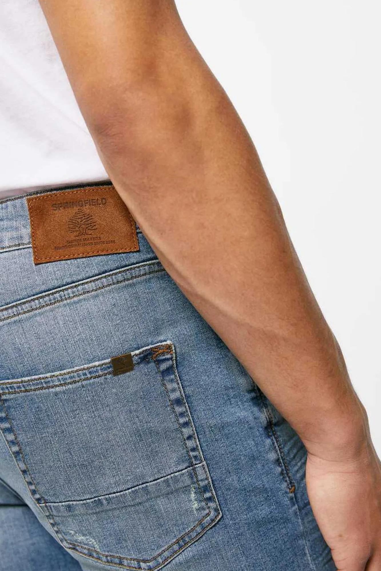 Springfield Bermudas Jeans Slim Lavagem Media-Escura Azul Discount