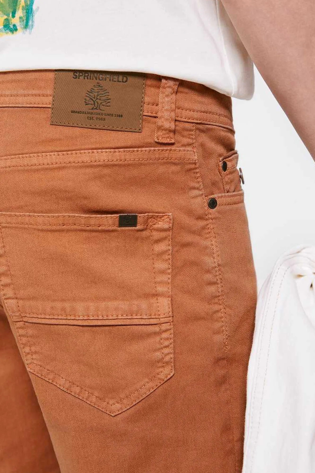 Springfield Bermudas Lavadas De 5 Bolsos Corte Slim Oxido Discount