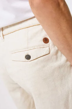 Springfield Bermudas Linho Com Debrum Camel Hot