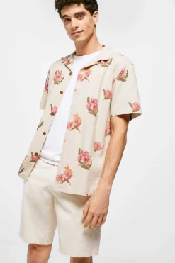 Springfield Bermudas Linho Com Debrum Camel Hot