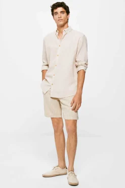 Springfield Bermudas Linho Riscas Camel Discount