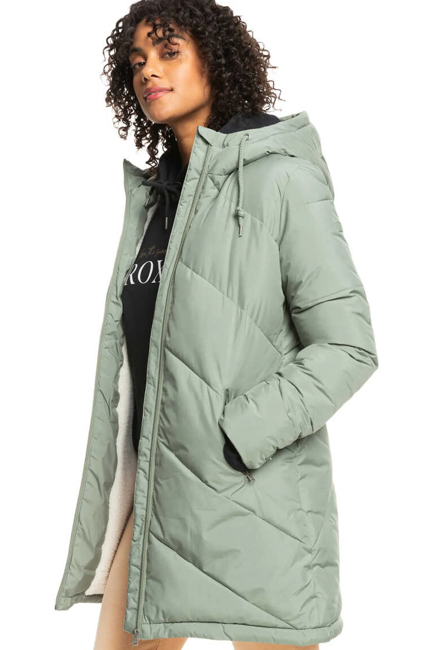 Roxy Sobretudos E Parkas-Better Weather - Casaco Acolchoado Com Capuz E Corte Comprido Para Mulher