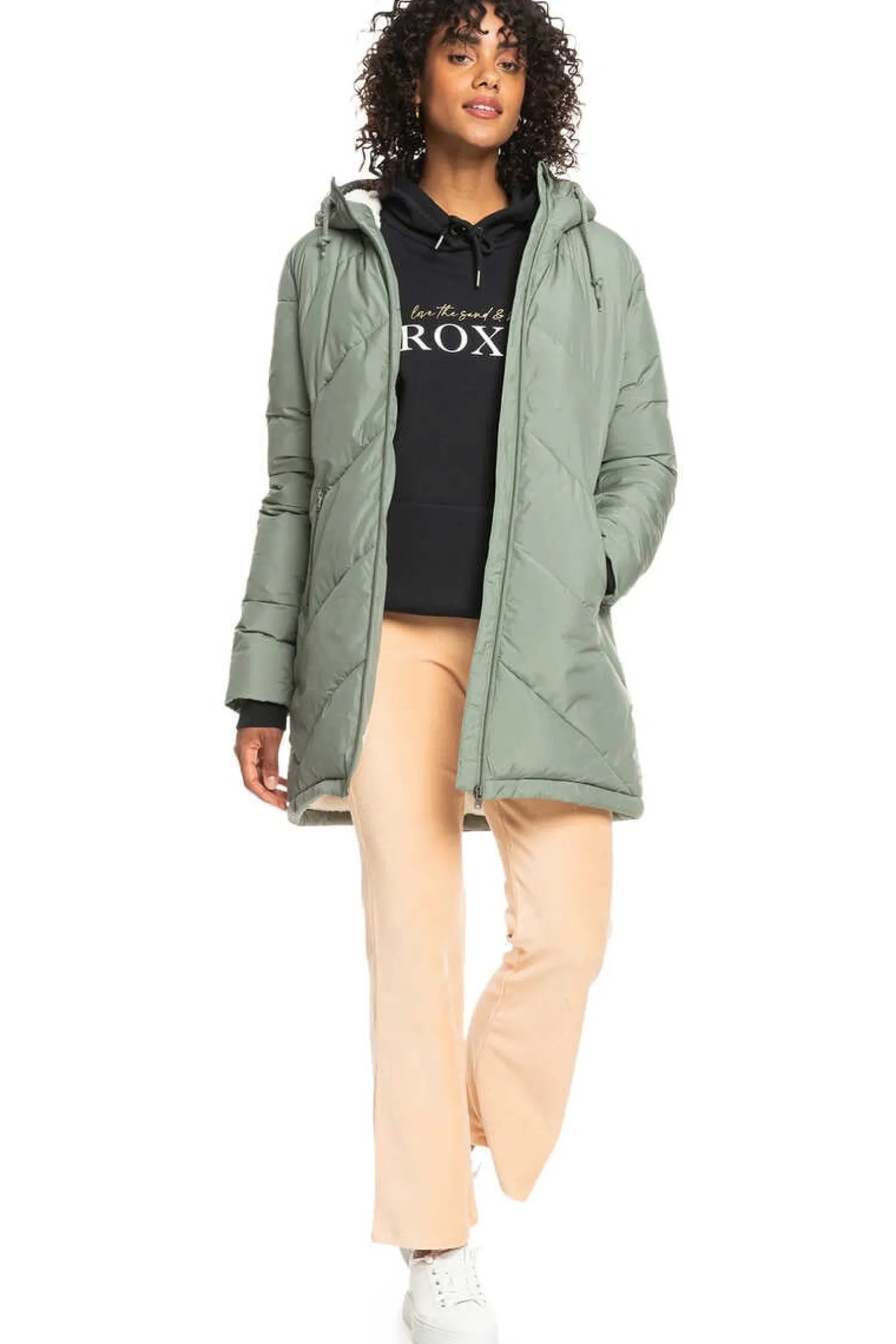 Roxy Sobretudos E Parkas-Better Weather - Casaco Acolchoado Com Capuz E Corte Comprido Para Mulher