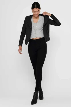 Only Blusoes E Casacos-Bikerjacke Fur Damen Mit Reisverschluss