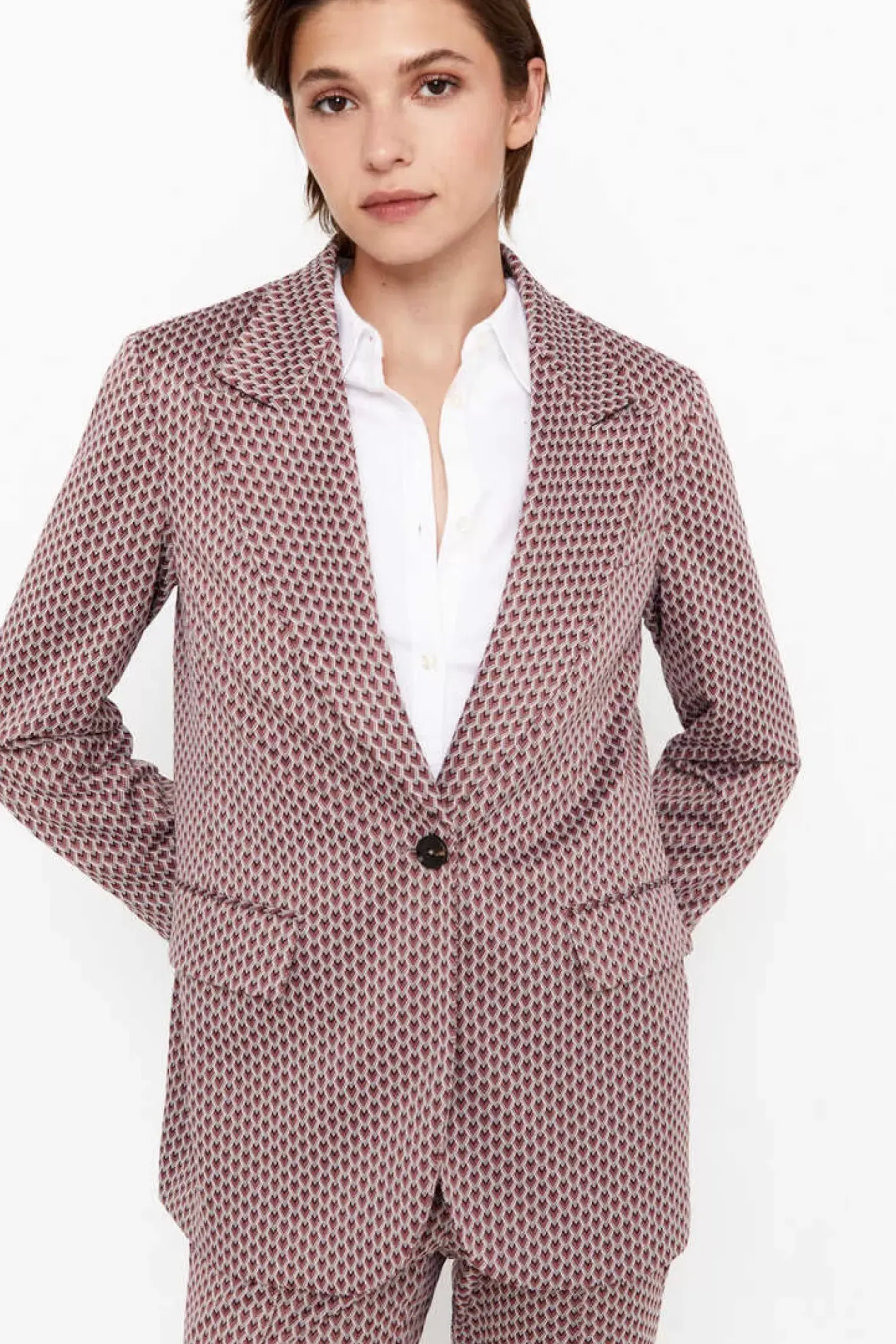 Cortefiel Blusoes E Casacos-Blazer Com Estampado