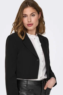 Only Blusoes E Casacos-Blazer Crop Gola Lapelas