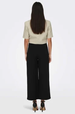 JDY Blusoes E Casacos-Blazer Cropped Manga Curta Com Linho