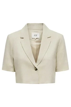 JDY Blusoes E Casacos-Blazer Cropped Manga Curta Com Linho