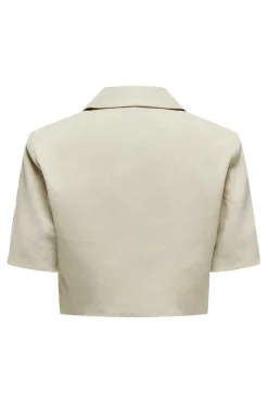 JDY Blusoes E Casacos-Blazer Cropped Manga Curta Com Linho