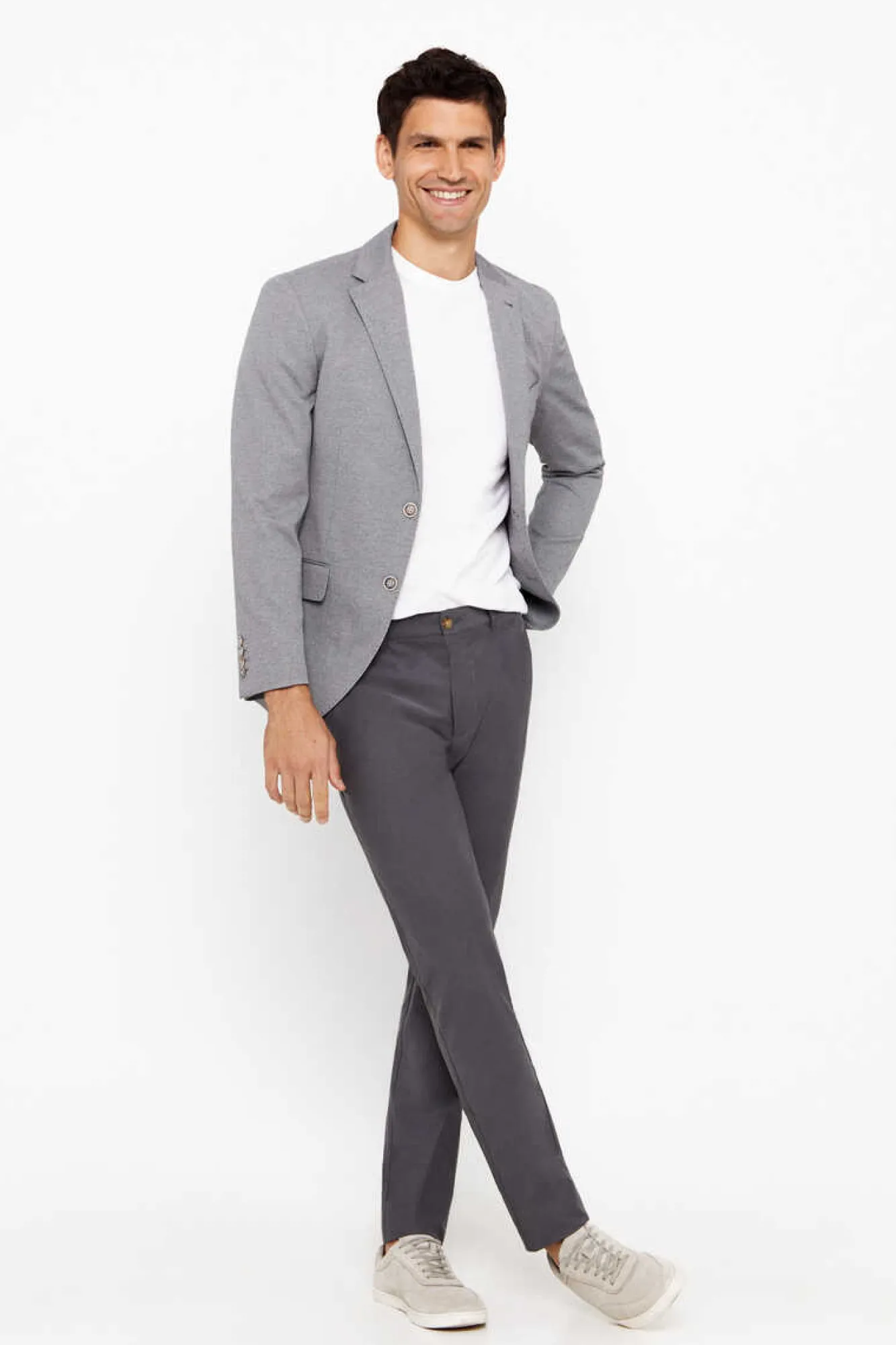 Cortefiel Blazer De Malha Cinzento Sale