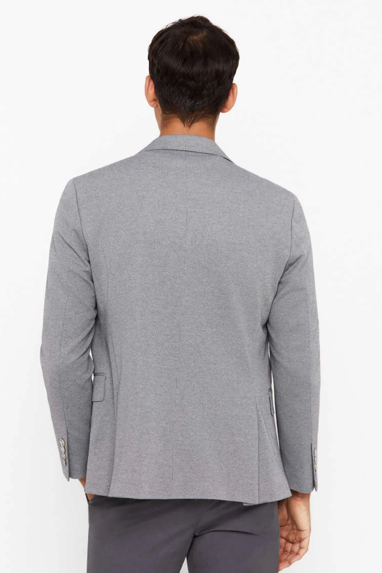 Cortefiel Blazer De Malha Cinzento Sale