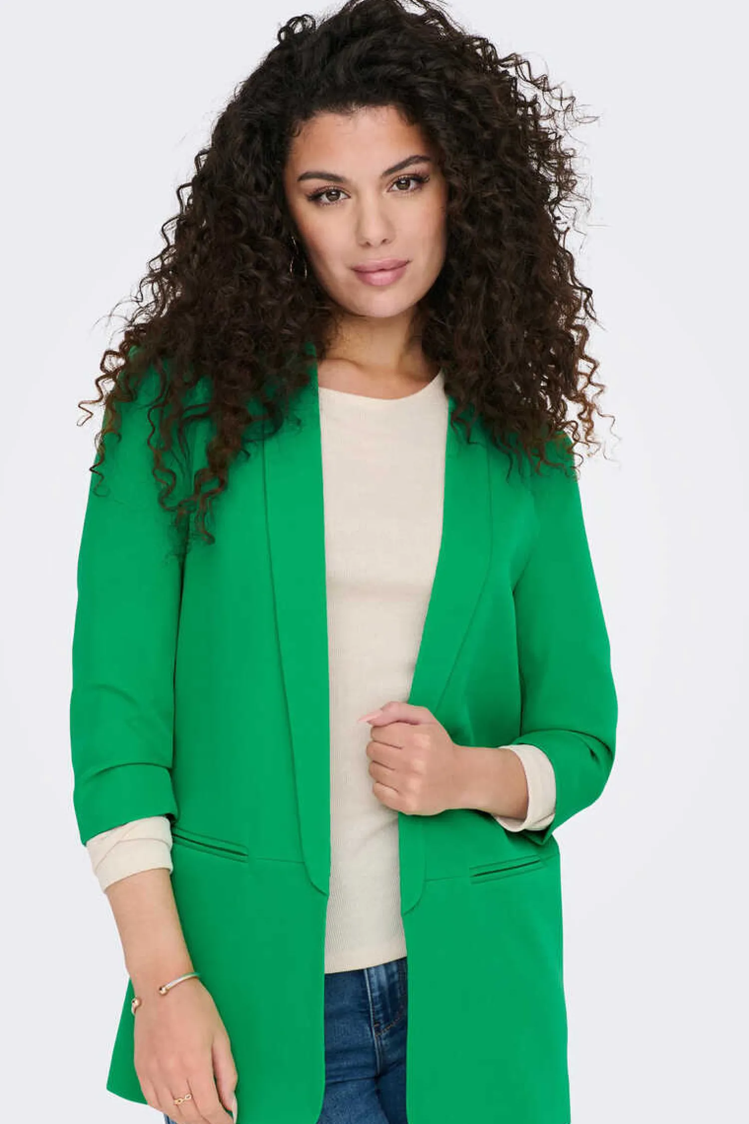 Only Blusoes E Casacos-Blazer De Manga A 3/4 Com Lapelas