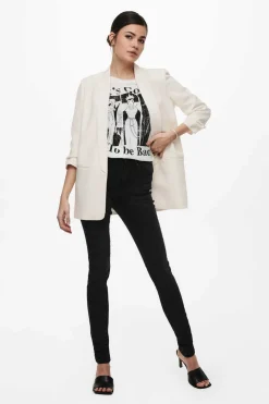 Only Blusoes E Casacos-Blazer De Manga A 3/4 Com Lapelas