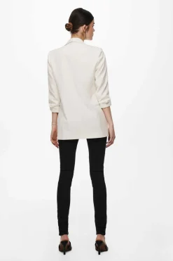 Only Blusoes E Casacos-Blazer De Manga A 3/4 Com Lapelas