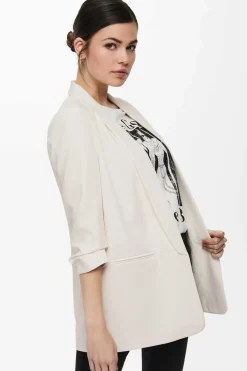 Only Blusoes E Casacos-Blazer De Manga A 3/4 Com Lapelas