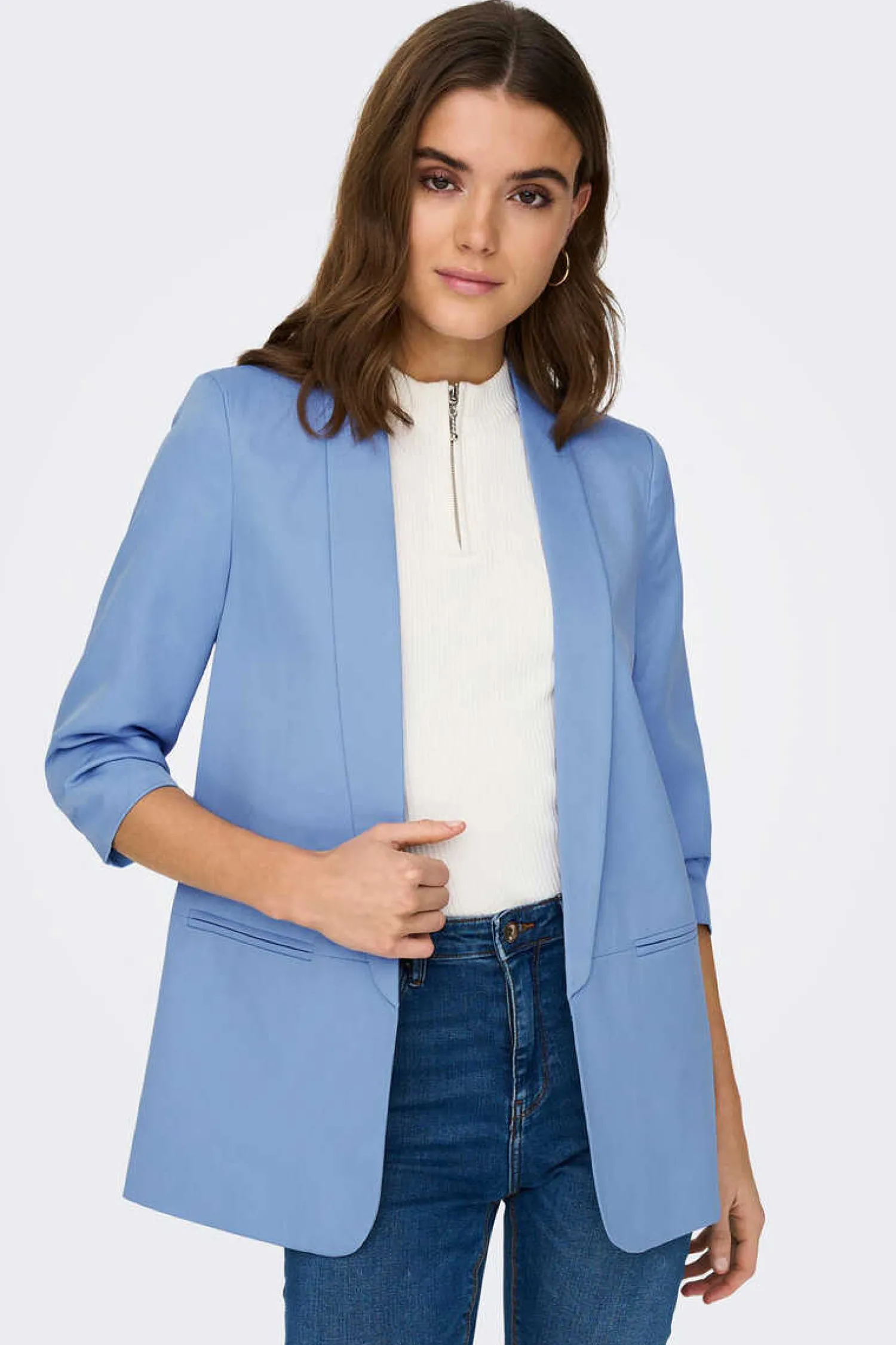 Only Blusoes E Casacos-Blazer De Manga A 3/4 Com Lapelas