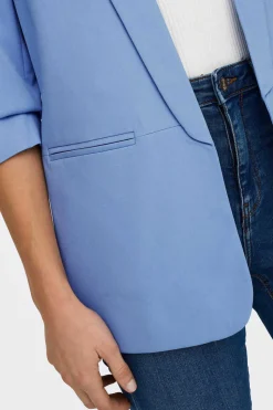 Only Blusoes E Casacos-Blazer De Manga A 3/4 Com Lapelas