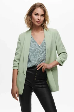 Only Blusoes E Casacos-Blazer De Manga A 3/4 Com Lapelas