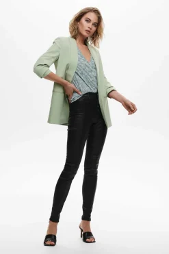 Only Blusoes E Casacos-Blazer De Manga A 3/4 Com Lapelas