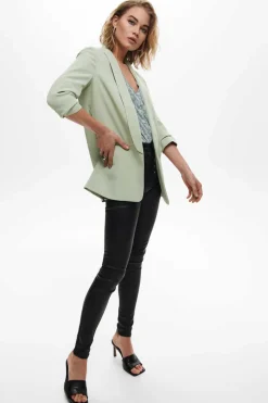 Only Blusoes E Casacos-Blazer De Manga A 3/4 Com Lapelas