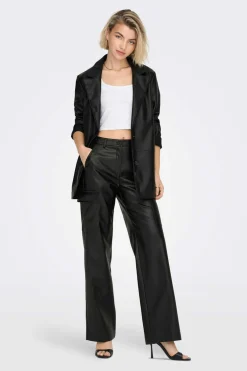 Only Blusoes E Casacos-Blazer Oversize Lederoptik